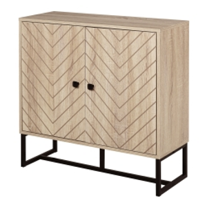 HOMCOM MDF 2-Tier Storage Cabinet Steel Frame Handles Tabletop Unique Home Style Organiser, 80H x 80L x 29.5Wcm-Oak