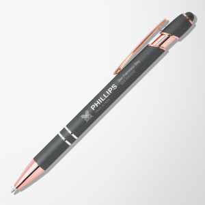 Mineral Metal Alpha Soft Touch Stylus Pen with Rose Gold Trim