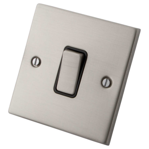 10A 1 Gang Intermediate Switch Black Insert Brushed Stainless Steel