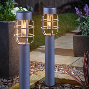 2 Grey Solar Path Lights Filament Effect
