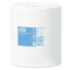Tork M2 Basic Paper Centrefeed Towel Roll 120155, 1ply White - Carton of 6