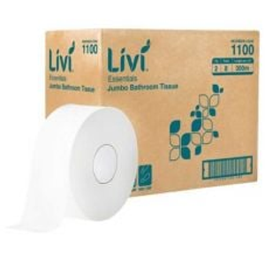 Livi Essentials 1100 Jumbo Toilet Roll 2 Ply 300m - Carton of 8