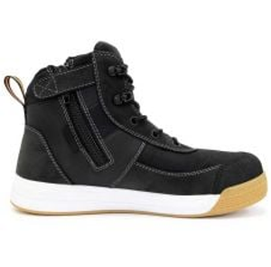 Bison Dune Zip Sided Lace Up Safety Boot - Black