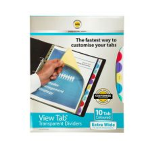 Marbig Polypropylene Viewtab Extra Wide Dividers, A4, 5 Tab - Coloured