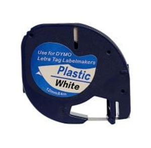 Dymo Letra Plastic Tape, 12mm x 4m, 91201 - White