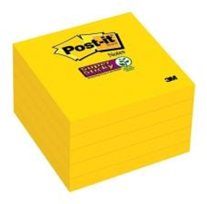 3M Post-It Super Sticky Notes 654-5SSY, Yellow, 76mm x 76mm - Packet of 5