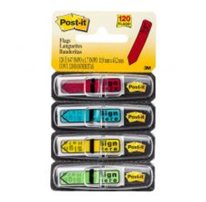 3m Post-It Flag 684-SH, 12mm x 44mm, Packet of 120 - Arrow Sign Here