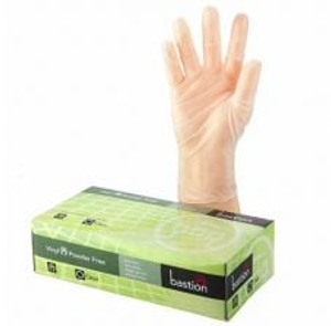 Bastion Vinyl Powder Free Disposable Gloves Clear - Carton of 1000