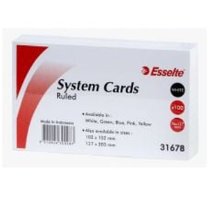 Esselte System Cards Lined 203mm x 127mm (8" x 5") White - Packet of 100