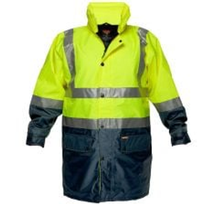 Portwest Hi-Vis Fleece Lined Rain Jacket with Tape - Yellow Navy