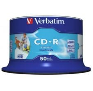 Verbatim CD-R 700MB 52x White Printable - 50 Pack on Spindle