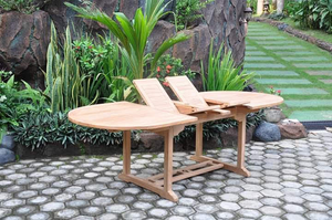 Heritage Teak Wood Outdoor Dining Table | 100cm Wide | Extending | Oval