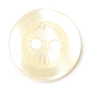 Milward Buttons - Size 12mm, 2 Hole, Flower Pattern, Pearl Cream, Pack of 6