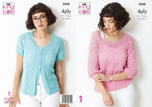 Top and Cardigan in King Cole Giza Cotton 4 Ply (5848)