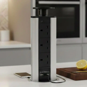 Worktop pop up socket black