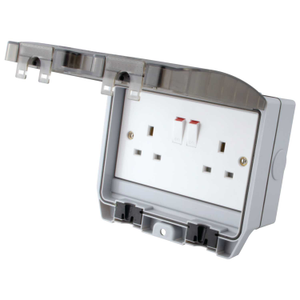 13A 2 Gang Switched Socket with Clear Lid IP66