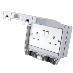 13A 2 Gang Switched Socket with Solid Grey Lid IP66