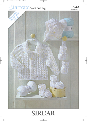 Jacket, Hat, Bootees and Mittens in Sirdar Snuggly DK (3949)