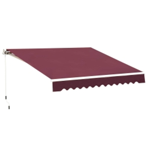 Outsunny 3 x 2.5m Manual Retractable Awning for Patio 45-75° Sun Canopy with Waterproof Fabric - Wine Red