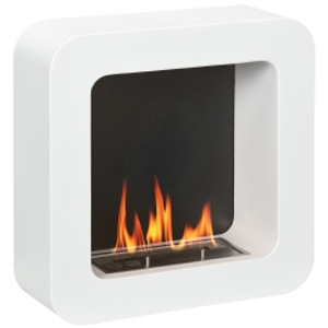 HOMCOM Wall Mounted Ethanol Fireplace, Bioethanol Heater Stove Fire with 1L Tank, 2.5 Hour Burning Time, 48 x 48 cm, White