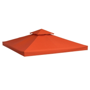 Outsunny 3 x 3 meters Replacement Gazebo Double Tier Canopy Roof TopTent Cover Spare Part Garden Shelter Spare Part Rusty red