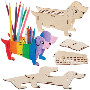 Wursthund-Holzbleistift-und-Buntstifthalter-Bausätze