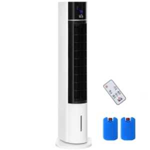 HOMCOM Portable Air Cooler, 3L Tank Evaporative Ice Cooling Tower Fan with 3 Modes, 3 Speeds, Remote, Timer, 60° Oscillating, Portable Swamp Cooler for Home Bedroom, White