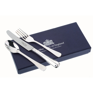 Arthur Price of England Stainless Steel Rattail Design Childrens 3 Piece Cutlery Set