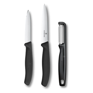 Victorinox Swiss Classic Black Twin Paring Knife & Peeler Three Pack