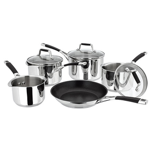 Stellar 5000 Induction Flow 5 Piece Draining Lid Saucepan Set