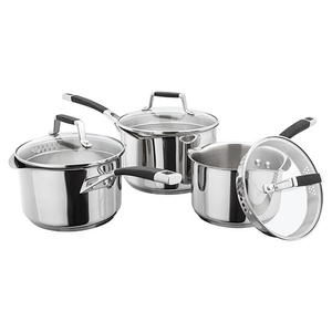 Stellar 5000 Induction Flow 3 Piece Draining Lid Saucepan Set