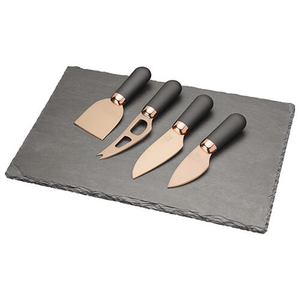 Taylor's Eye Witness Brooklyn Rose Gold 4 Piece Cheese Knife & Slate Cheese Board Set