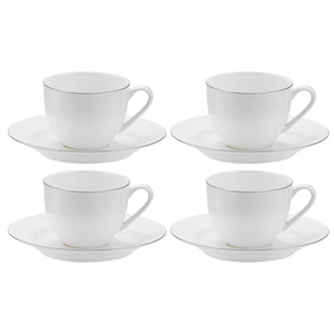 Royal Worcester Serendipity Platinum Set of 4 Teacup & Saucers
