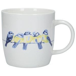 KitchenCraft China 425ml Barrel Shaped Mug, British Birds Line