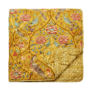 Morris & Co Seasons by May Saffron 265x260cm Quilted Throw