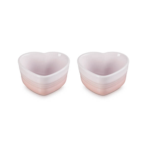 Le Creuset Shell Pink Stoneware Set of 2 Heart Ramekins
