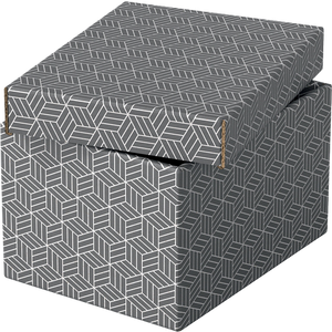Esselte Home Storage and Gift Box 628281 Small 100% Recycled Cardboard Grey 200 x 255 x 150 mm Pack of 3