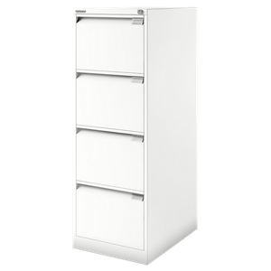 Bisley Steel Filing Cabinet 4 Drawers Lockable 470 x 622 x 1,321 mm Chalk White