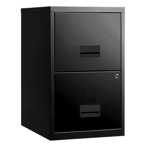 Pierre Henry Maxi Steel Filing Cabinet with 2 Lockable Drawers 400 x 400 x 660 mm Black
