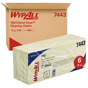 WypAll X50 Critical Clean Yellow Colour Coded Interfolded Cleaning Cloths  7443 1 Pack x 50 Cloths