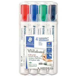 STAEDTLER Lumocolor 351 Whiteboard Marker Assorted Medium Bullet  - 2 mm Pack of 4