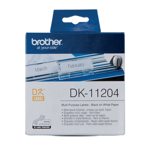 Brother QL Label Roll Authentic DK-11204 DK-11204 Adhesive Black on White 17 x 54 mm 400 Labels