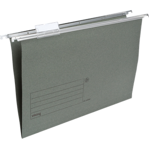 Viking Vertical Suspension File Foolscap V-Base 220 gsm Green Recycled 42% Pack of 50