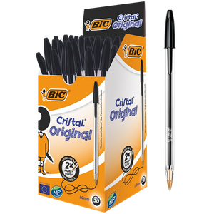 BIC Cristal Original Ballpoint Pen Black 0.4 mm Medium Ballpoint  Pack of 50