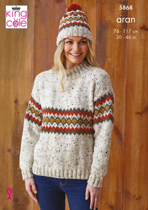Sweater and Hats in King Cole Fashion Aran (5868)