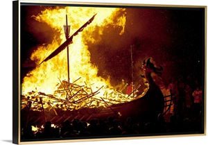 Scotland, The spectacular burning of the Galley after the night torch procession
