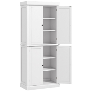 HOMCOM Freestanding Kitchen Cupboard with 4 Doors, Storage Cabinet with 6-Tier Shelving and 4 Adjustable Shelves, White