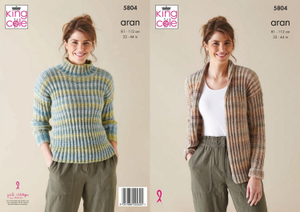 Jacket and Sweater in King Cole Acorn Aran (5804)