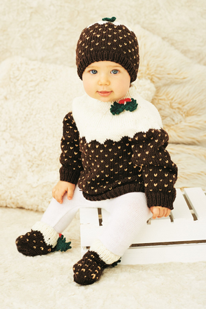 Christmas Pudding Jumper, Hat & Socks Baby And Childrens Knitting Pattern
