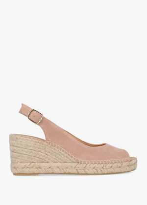 Kate Nude Suede Peep Toe Wedge Espadrilles